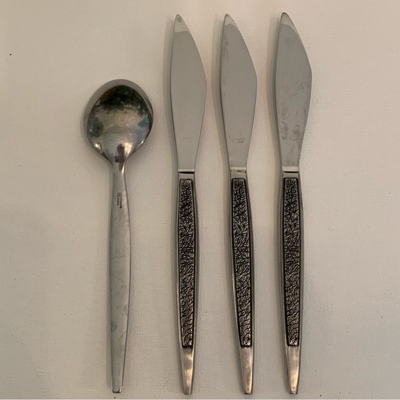 Vintage Arthur Salm AS Japan Stainless Dinner Knives Knife & Spoon Set MCM ASF3 - Picture 1 of 8